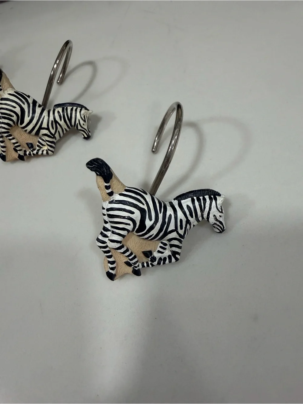 Black White Zebra Shower Curtain Hooks - Set of 12